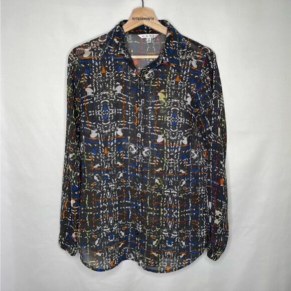CAbi 129 Geometric Festival Button Down
Blouse. Size L - Picture 6 of 16